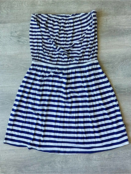 La Vie En Rose Other - La vie en rose aqua Navy and White Striped Strapless Sundress / beach cover up
